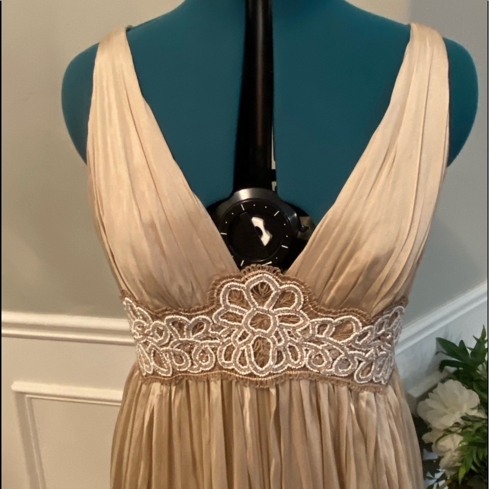 EUC Vintage Melissa Eng Floor Length Champagne Formal Gown - Picture 2 of 6
